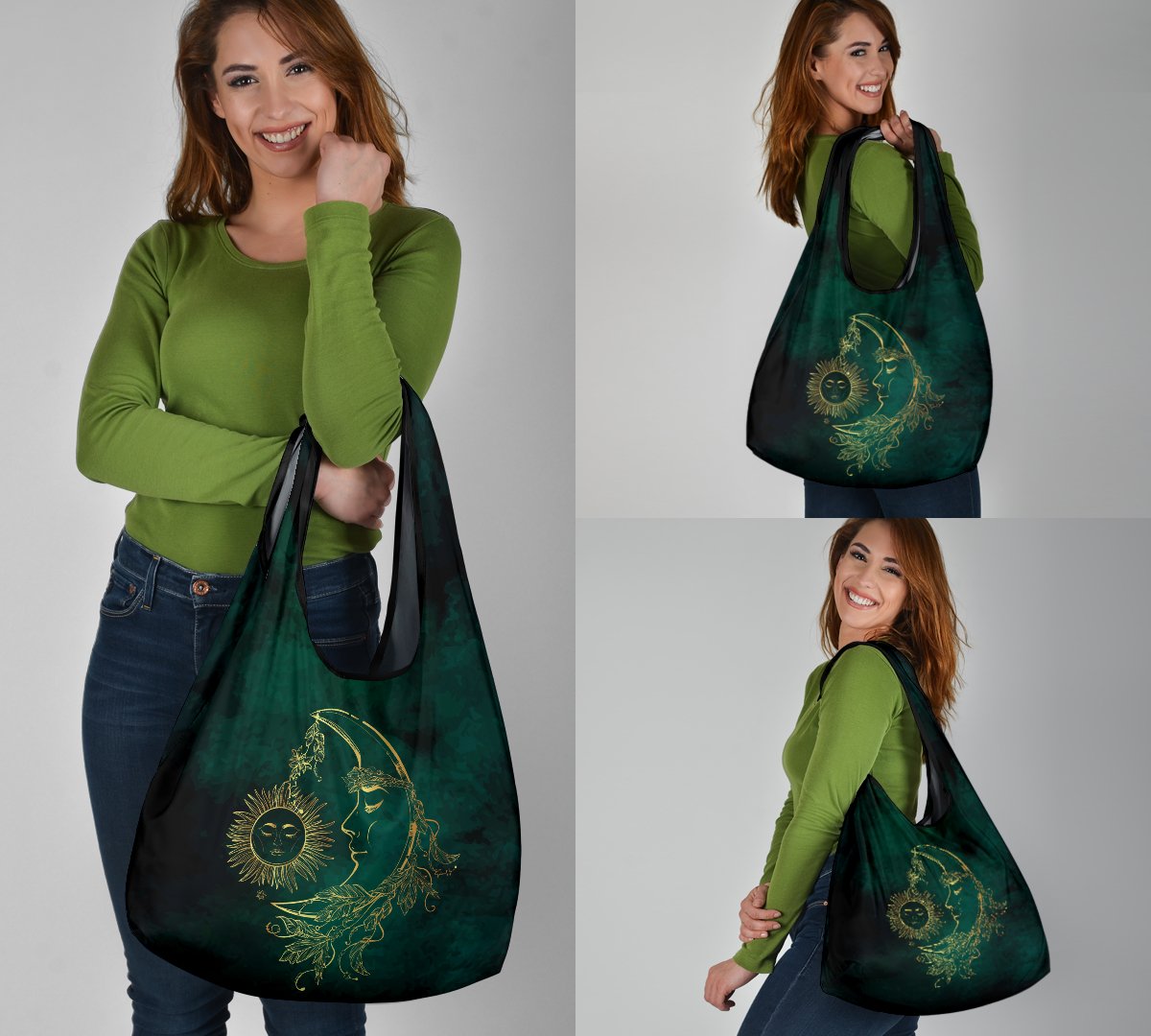 Sun Moon Reusable Grocery Bags Set-Amaze Style™-Sun Moon Reusable Grocery Bags Set-Vibe Cosy™
