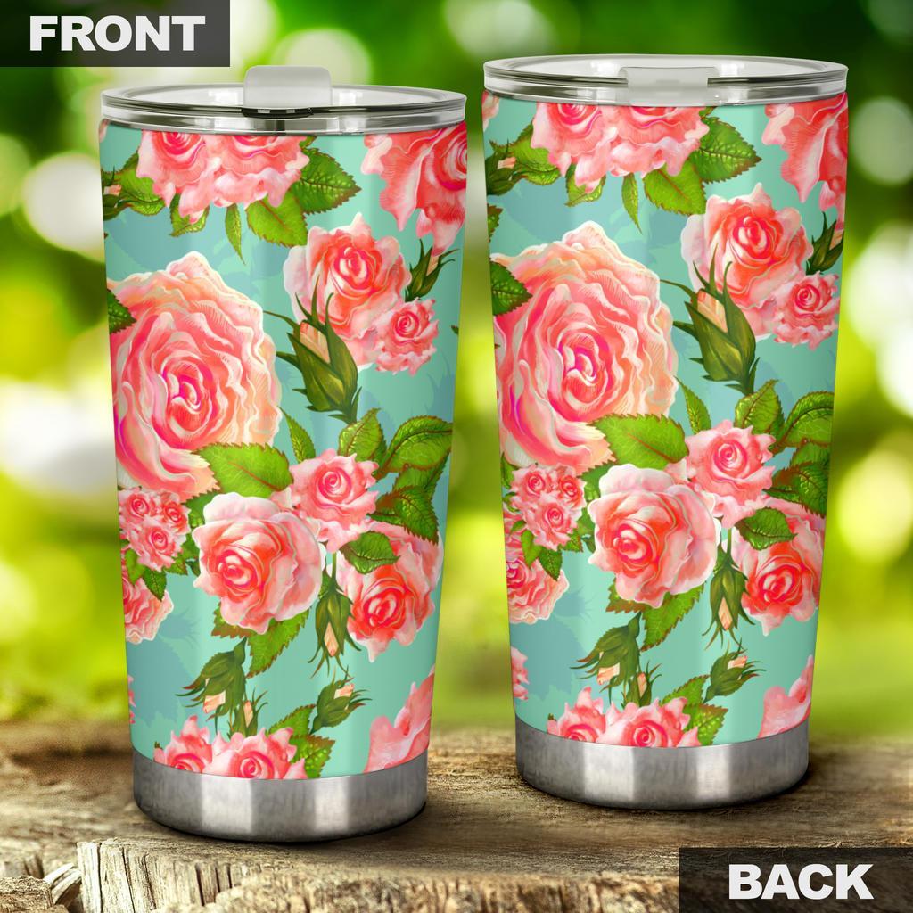 Vintage Floral Blue - Travel Tumbler-Amaze Style™-Tumbler - Vintage Floral Blue - Travel Tumbler-20oz Large-Vibe Cosy™
