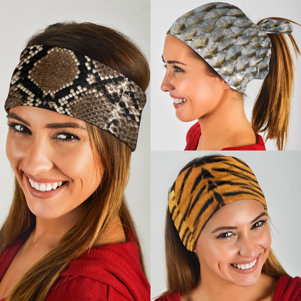 Animal Textures (Fish, Snake, Tiger) - Bandana 3 Pack-Amaze Style™-Animal Textures (Fish, Snake, Tiger) - Bandana 3 Pack-Vibe Cosy™