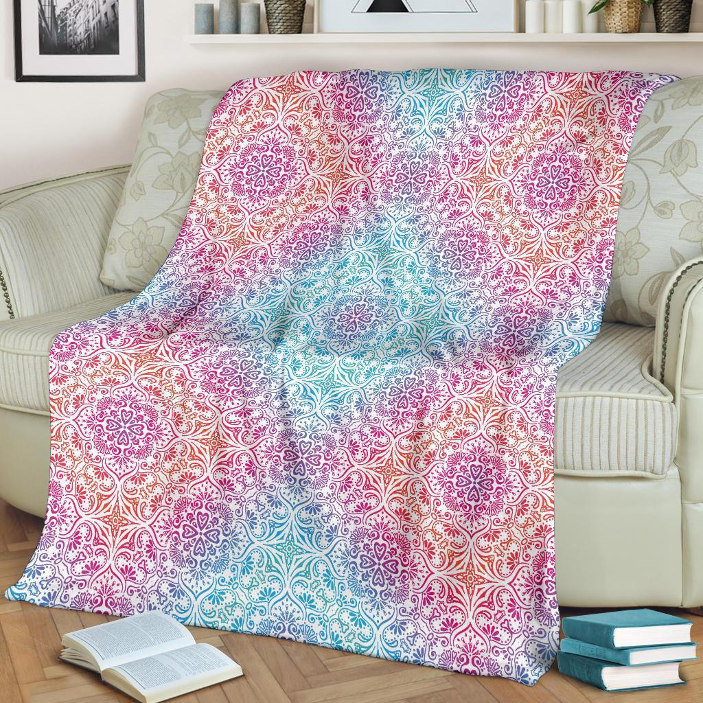 Bohemian Blue Ombre (White) - Throw Blankets-Amaze Style™-Premium BlanketBohemian Blue Ombre (White) - Throw Blankets-Youth (56 x 43 inches / 140 x 110 cm)-Vibe Cosy™