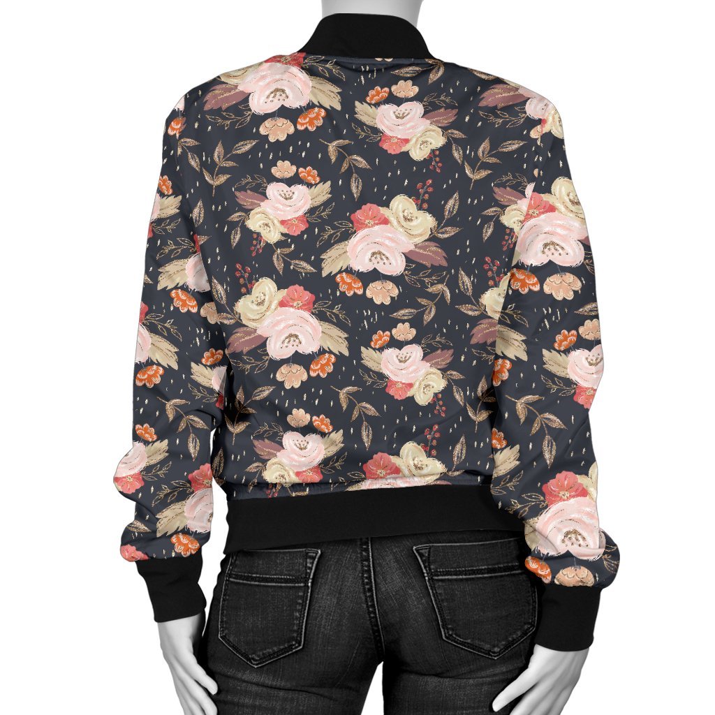 Autumn Fall Floral - Women's Bomber Jacket-Amaze Style™-Women's Bomber Jacket - Autumn Fall Floral - Women's Bomber Jacket-S-Vibe Cosy™