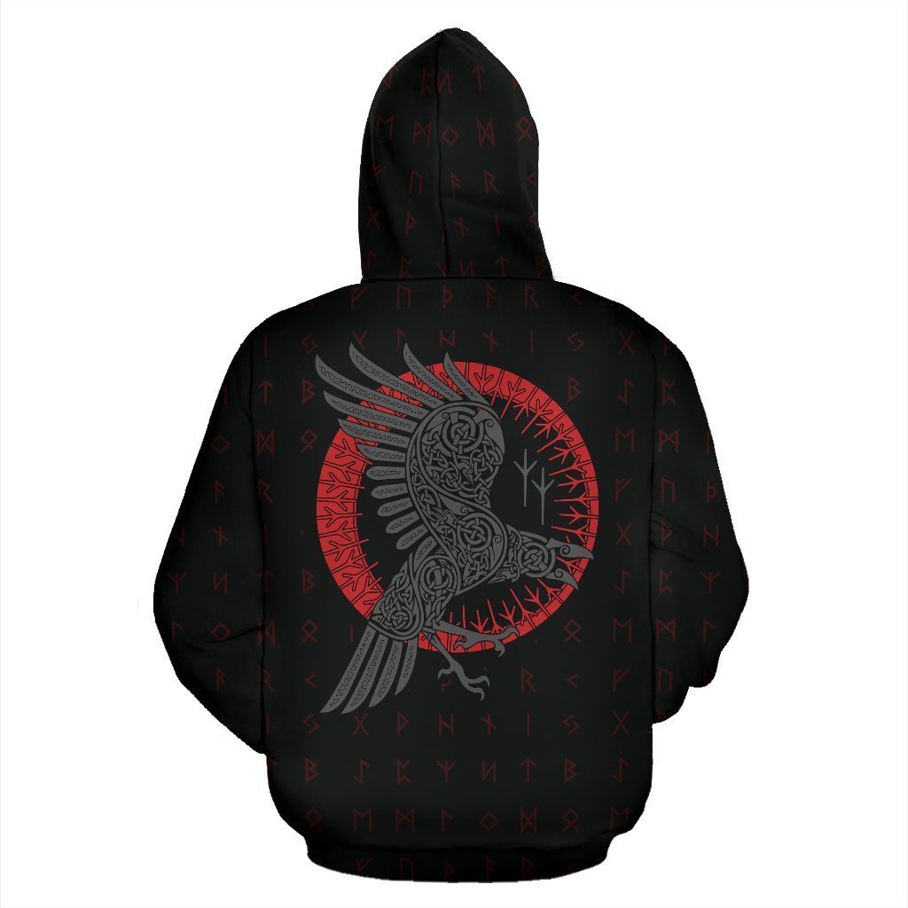 Viking Odin Raven Old Runes Style Zipper Hoodie - Amaze Style™-ALL OVER PRINT ZIP HOODIES (P)