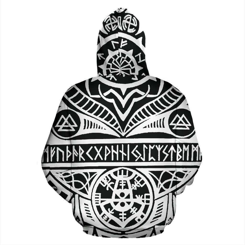 Viking Tattoos™ All Over Hoodie White K4 - Amaze Style™-ALL OVER PRINT HOODIES (P)