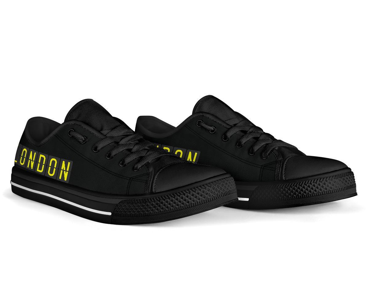 Airport Destinations LONDON (Black) - Low Top Canvas Shoes-Amaze Style™-Womens Low Top - Airport Destinations LONDON (Black) - Low Top Canvas Shoes-US5.5 (EU36)-Vibe Cosy™