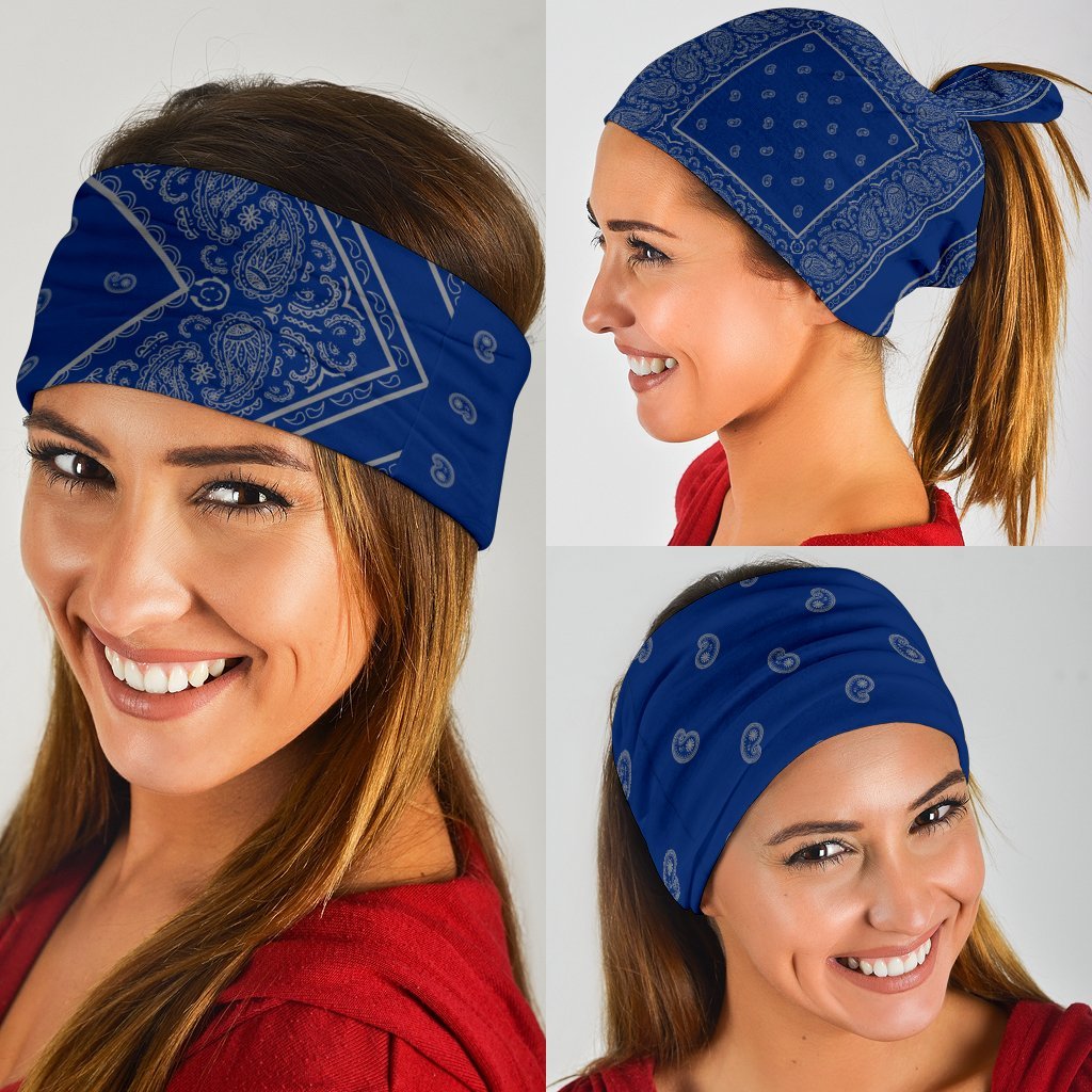 Blue and Gray Bandana Headbands 3 Pack-Amaze Style™-Blue and Gray Bandana Headbands 3 Pack-Vibe Cosy™