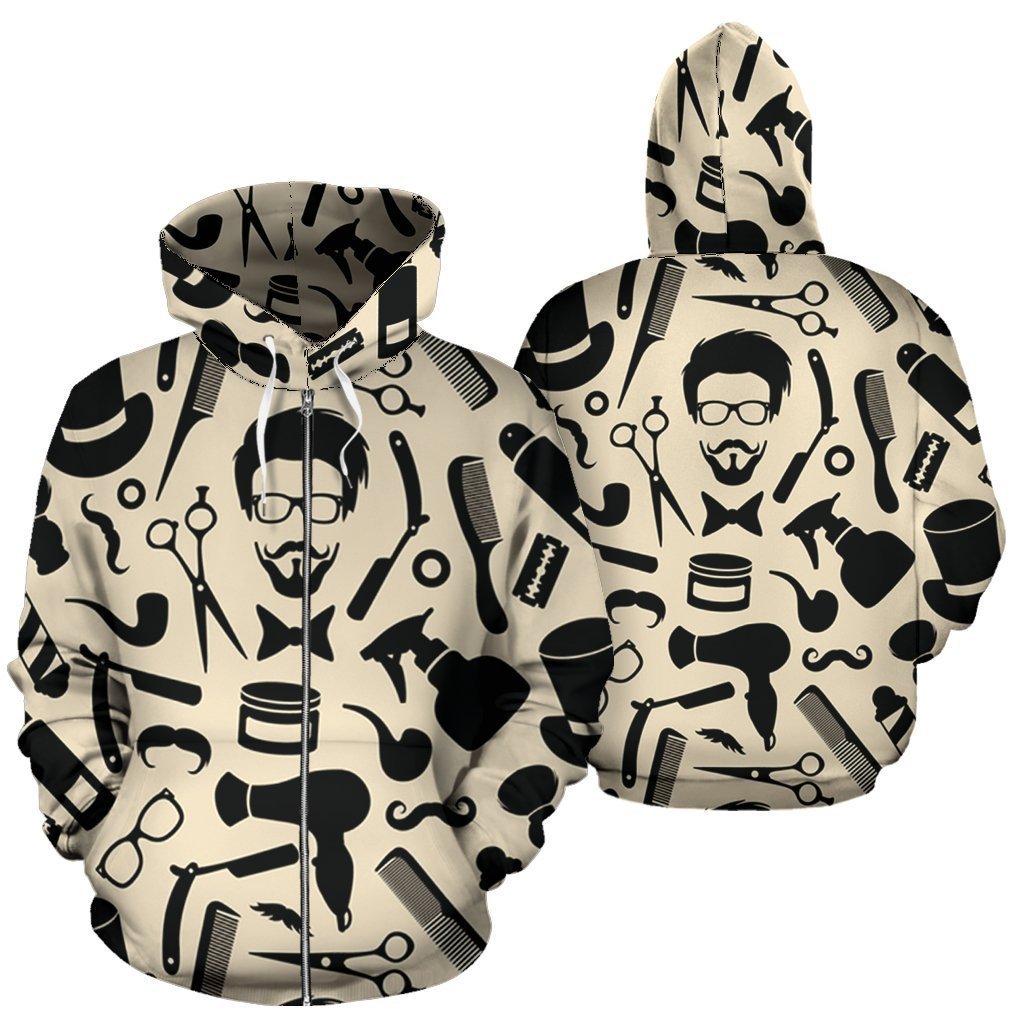 BARBER ZIP-UP HOODIE-Amazing Hoodie-Men's Zip-Up Hoodie-S-Vibe Cosy™