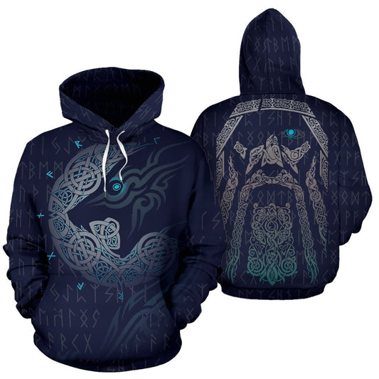 Viking Hoodie - Odin & Fenrir™ Hoodie - Amaze Style™-ALL OVER PRINT HOODIES (P)