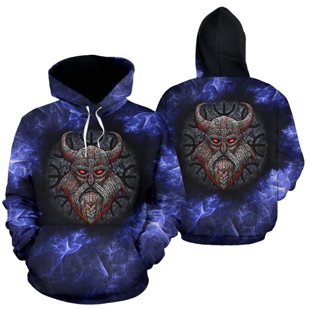 Stone Viking With a Horned Helmet Pullover Hoodie A7 - Amaze Style™-ALL OVER PRINT HOODIES (P)