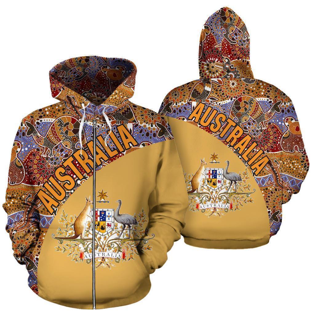Australia Hoodie Australia Pattern Wave Coat Of Arms - NNK1467 - Amaze Style™-Apparel