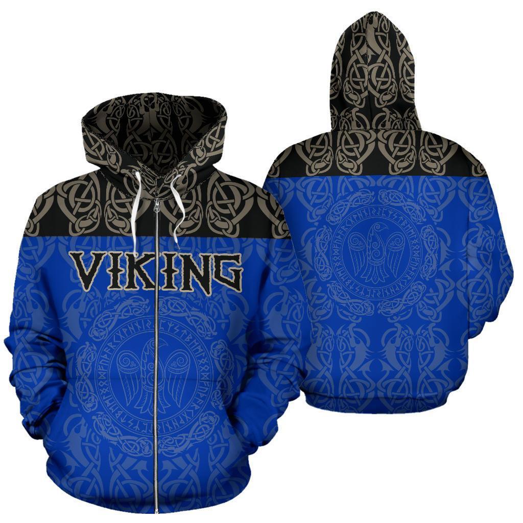 Viking All Over Zip-Up Hoodie - Raven Bn10 - Amaze Style™-ALL OVER PRINT ZIP HOODIES (P)