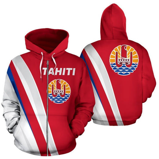 Tahiti Zip Up Hoodie Red K5 - Amaze Style™-Apparel