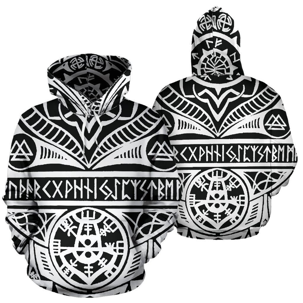 Viking Tattoos™ All Over Hoodie White K4 - Amaze Style™-ALL OVER PRINT HOODIES (P)