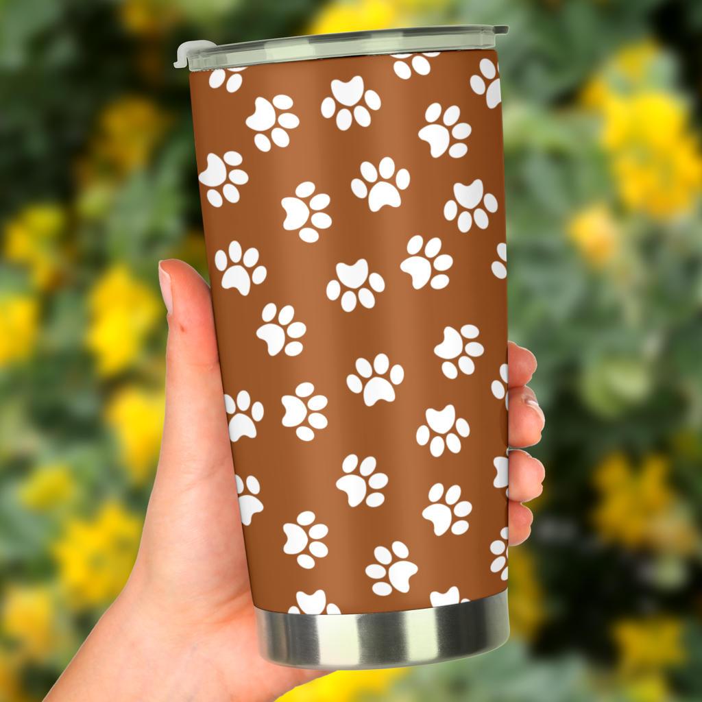 Tumbler Paw Prints Chocolate-Amaze Style™-Tumbler - Tumbler Paw Prints Chocolate-20oz Large-Vibe Cosy™