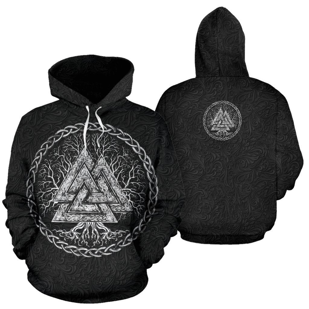 Valknut and Tree of Life Black Hoodie K2 - Amaze Style™-Apparel