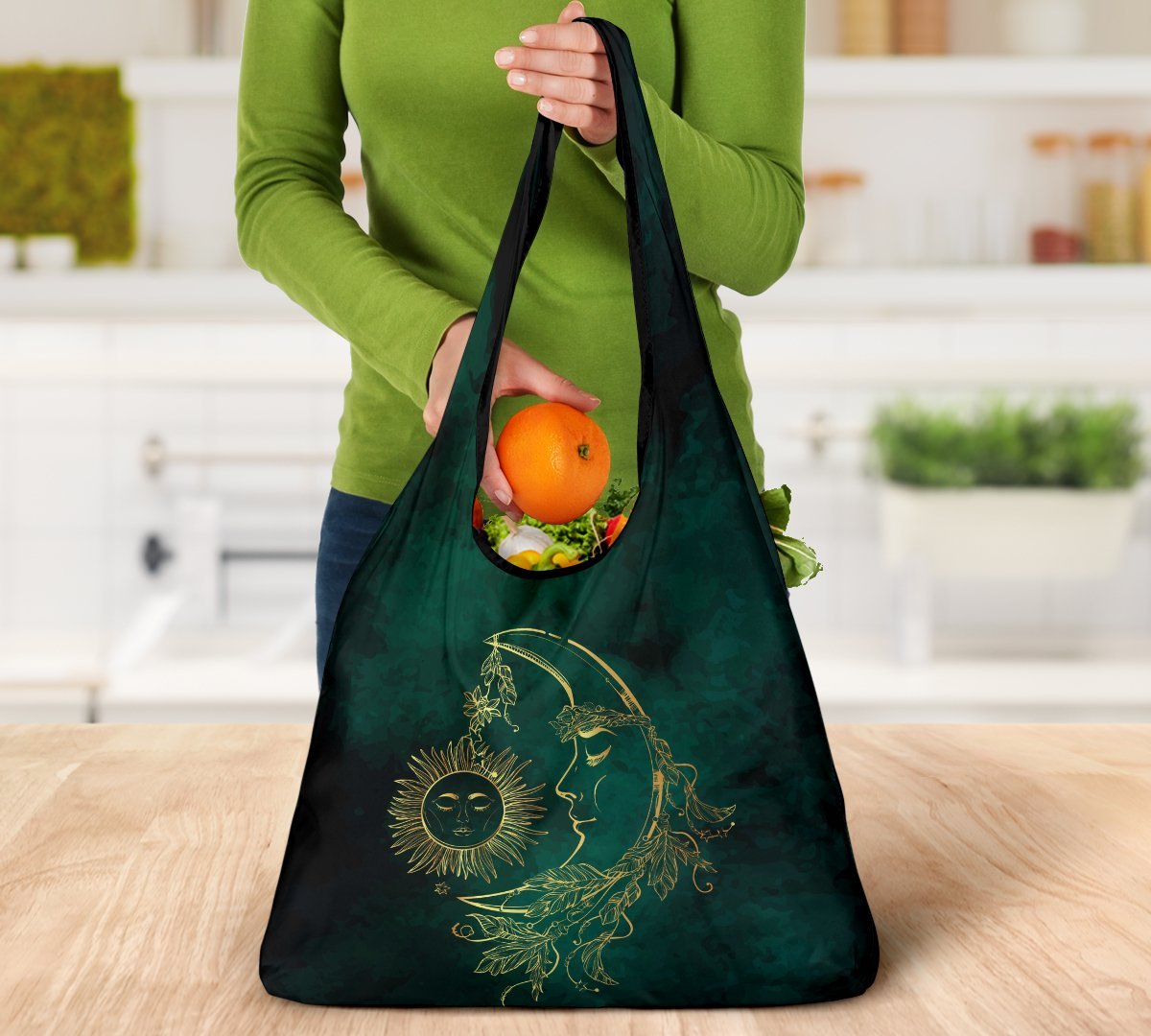 Sun Moon Reusable Grocery Bags Set-Amaze Style™-Sun Moon Reusable Grocery Bags Set-Vibe Cosy™