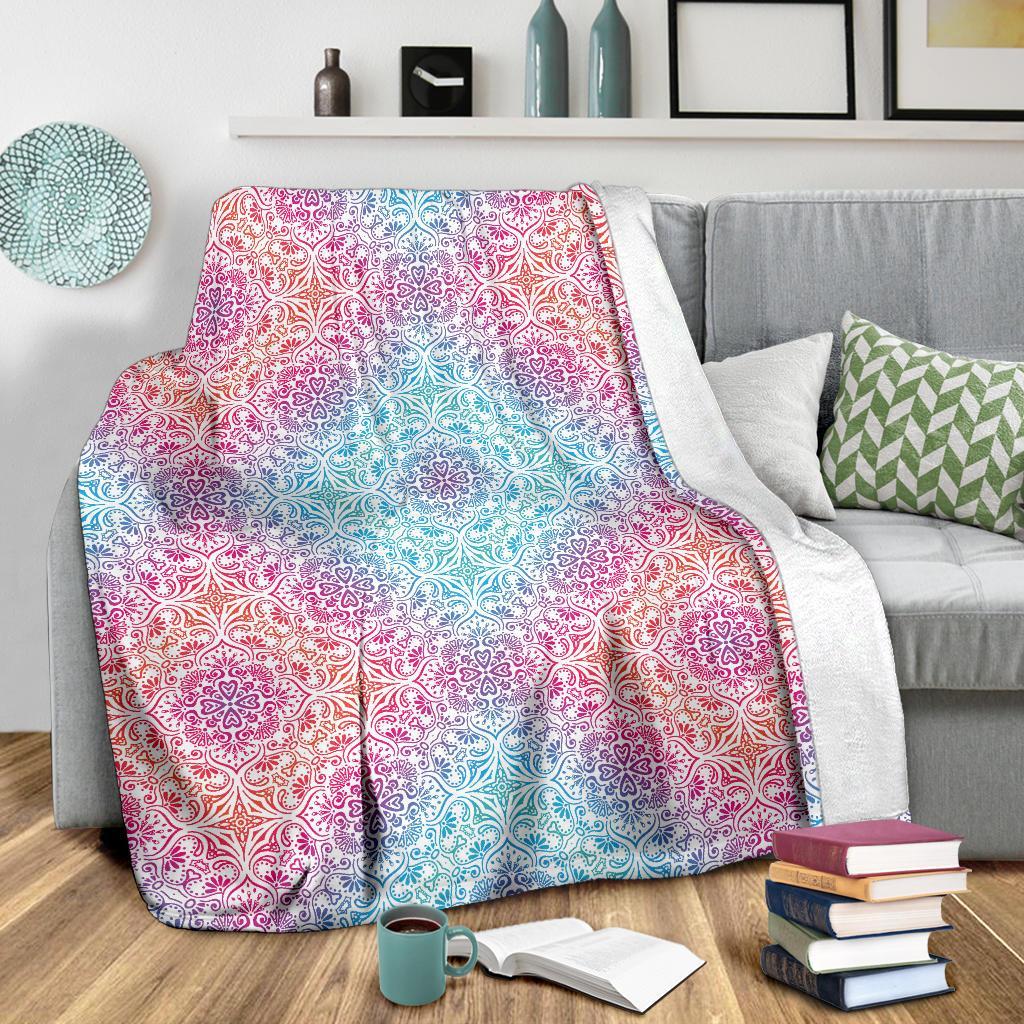 Bohemian Blue Ombre (White) - Throw Blankets-Amaze Style™-Premium BlanketBohemian Blue Ombre (White) - Throw Blankets-Youth (56 x 43 inches / 140 x 110 cm)-Vibe Cosy™