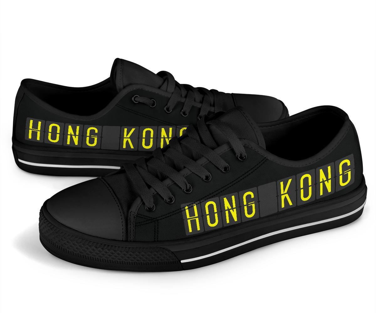 Airport Destinations HONG KONG (Black) - Low Top Canvas Shoes-Amaze Style™-placeholder-placeholder-Vibe Cosy™