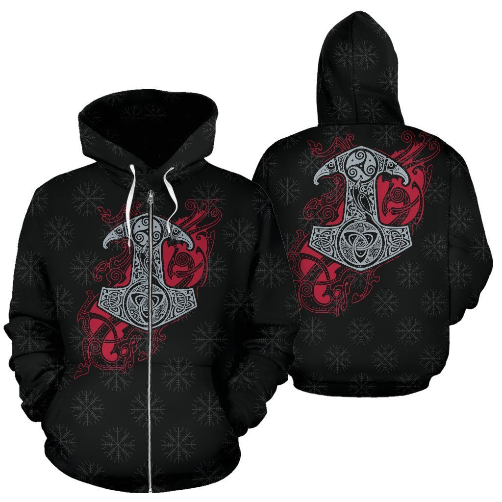 Viking Thor's Mjolnir Zip-Up Hoodie A7 - Amaze Style™-ALL OVER PRINT ZIP HOODIES (P)