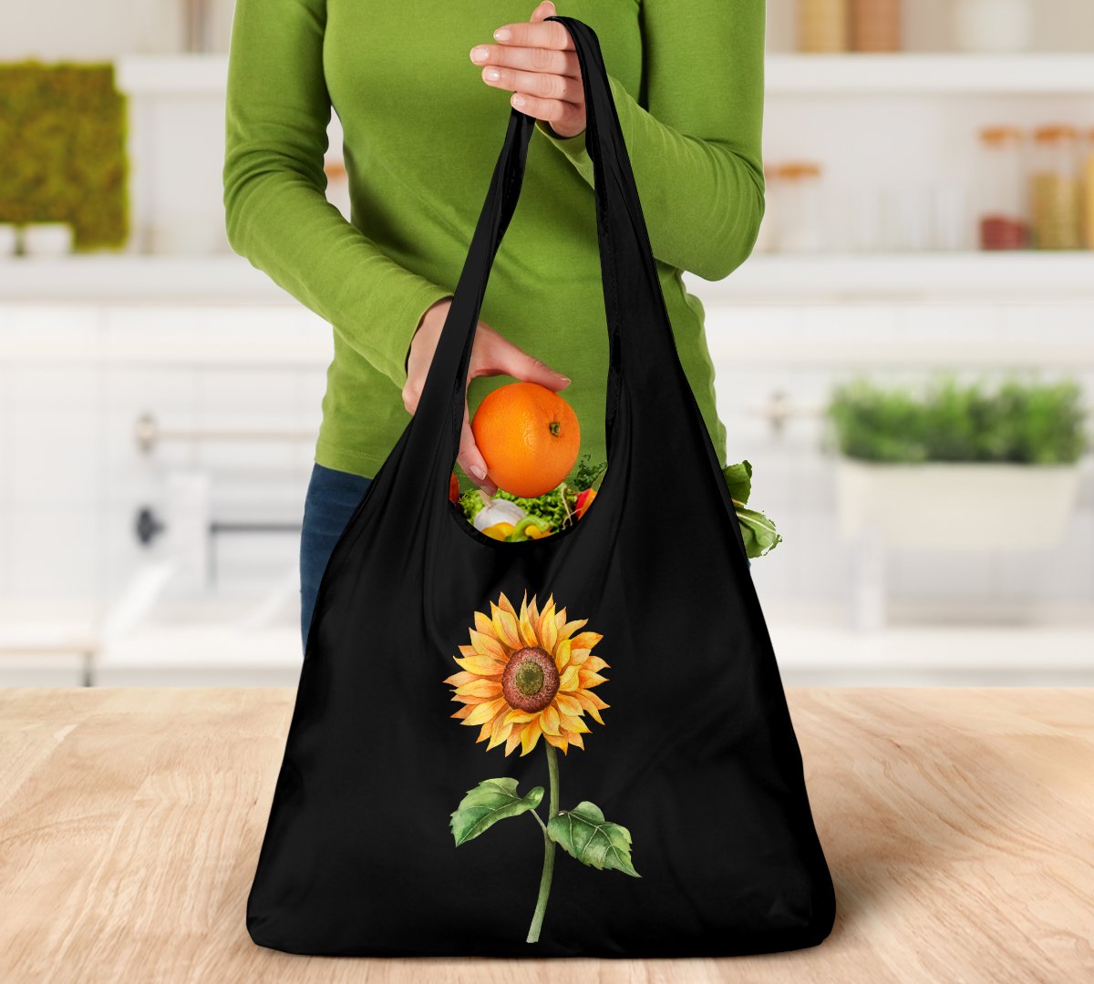 Sunflower Reusable Grocery Bags Set-Amaze Style™-Sunflower Reusable Grocery Bags Set-Vibe Cosy™