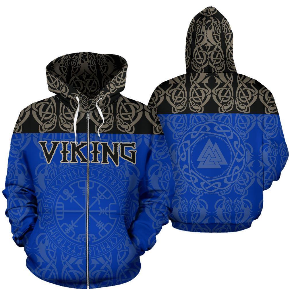 Viking All Over Zip-Up Hoodie - Vegvisir - Amaze Style™-ALL OVER PRINT ZIP HOODIES (P)