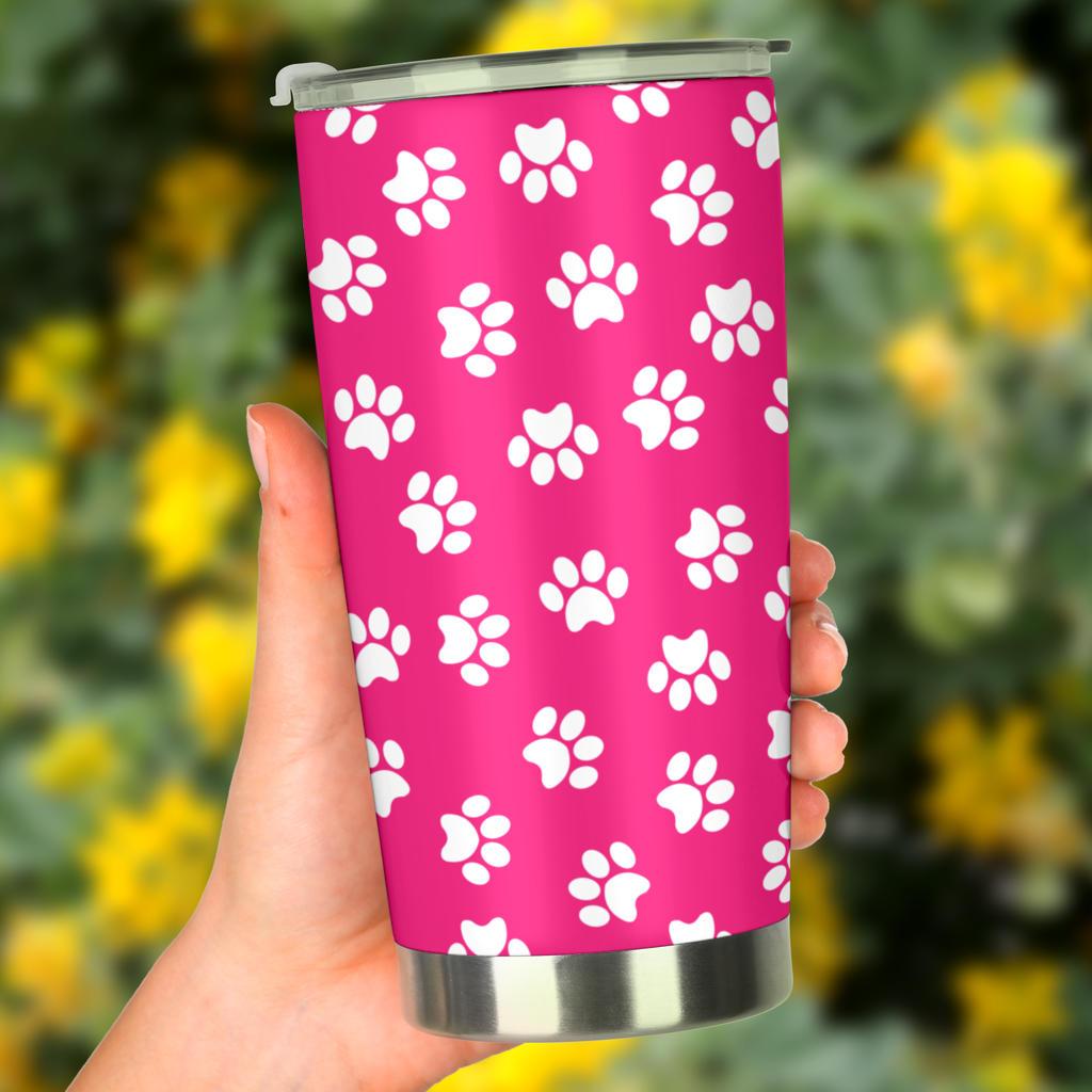 Tumbler Paw Prints Pink-Amaze Style™-Tumbler - Tumbler Paw Prints Pink-20oz Large-Vibe Cosy™