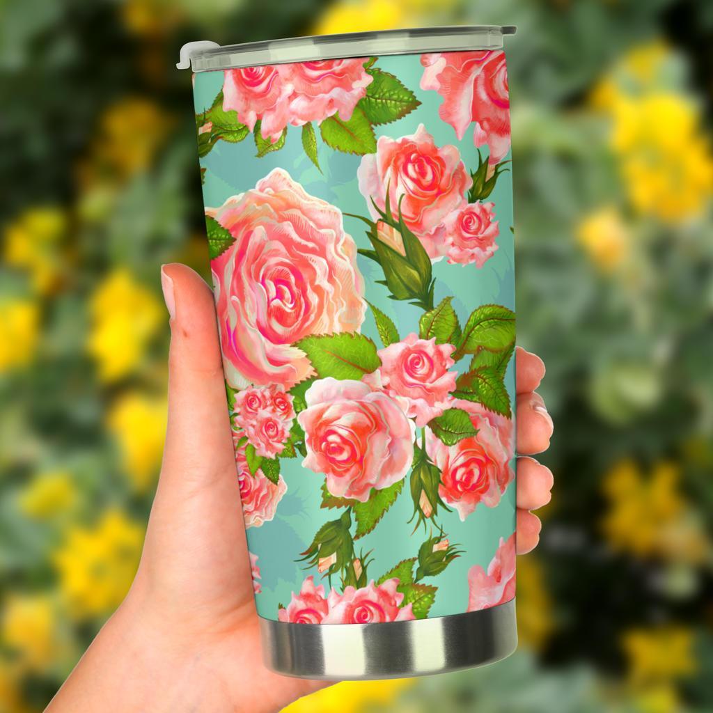 Vintage Floral Blue - Travel Tumbler-Amaze Style™-Tumbler - Vintage Floral Blue - Travel Tumbler-20oz Large-Vibe Cosy™