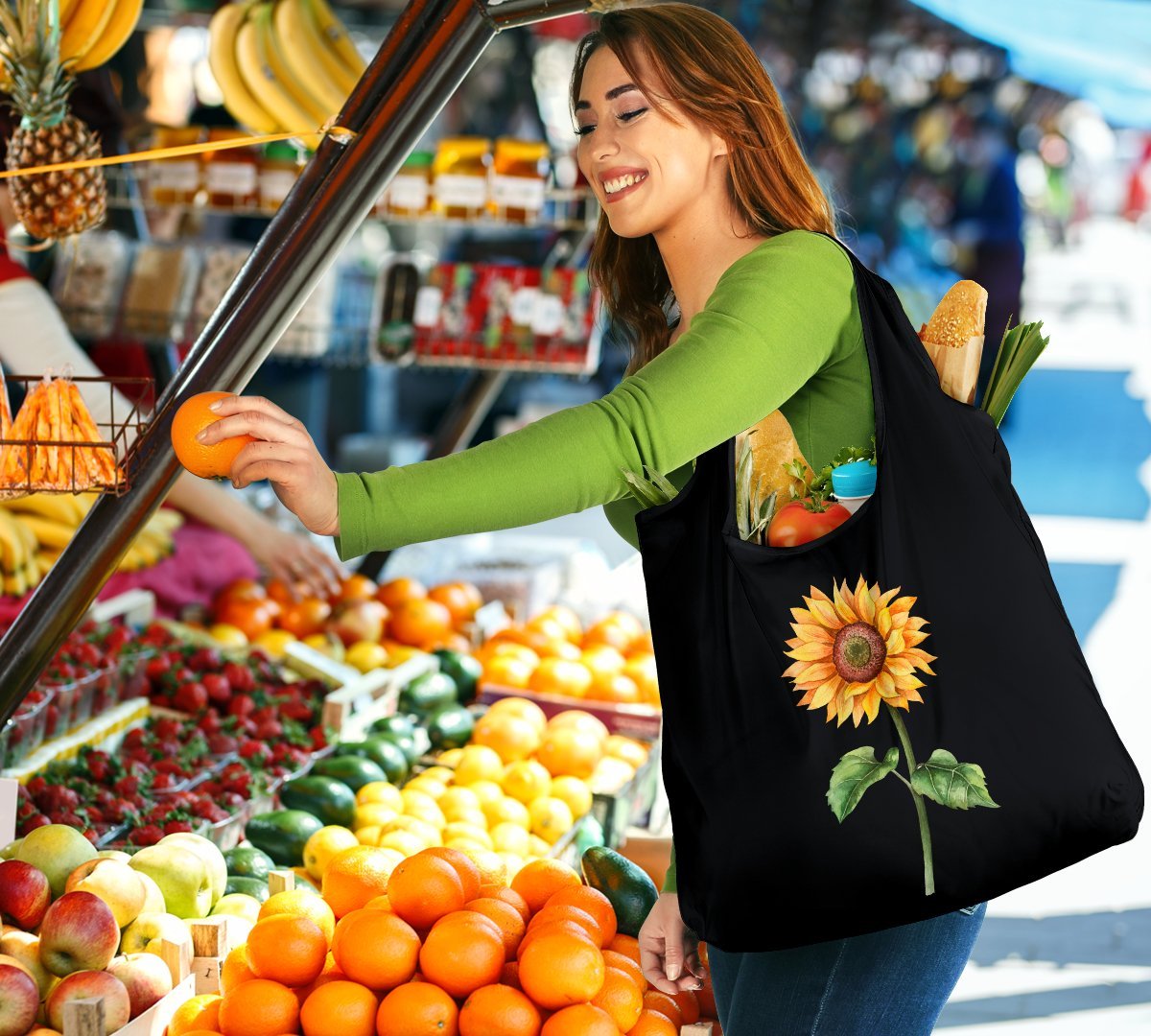 Sunflower Reusable Grocery Bags Set-Amaze Style™-Sunflower Reusable Grocery Bags Set-Vibe Cosy™