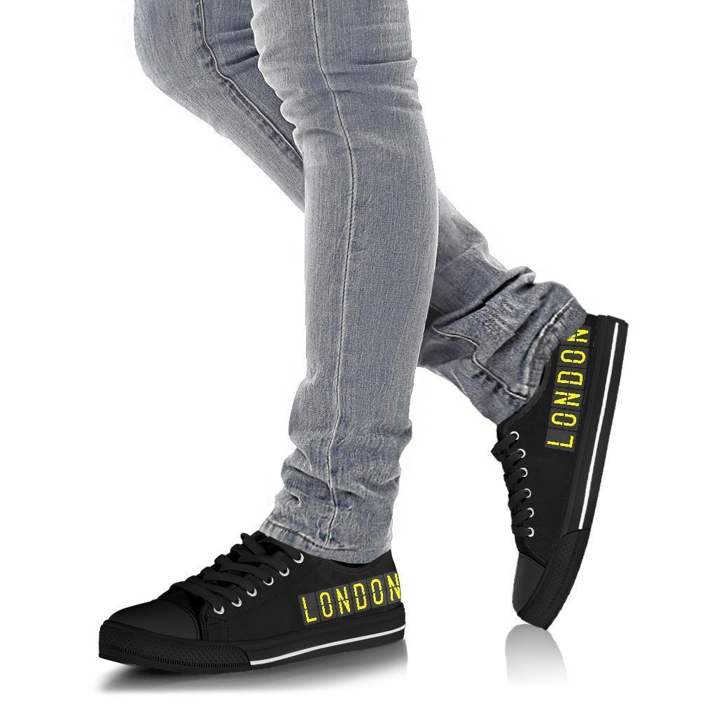 Airport Destinations LONDON (Black) - Low Top Canvas Shoes-Amaze Style™-Womens Low Top - Airport Destinations LONDON (Black) - Low Top Canvas Shoes-US5.5 (EU36)-Vibe Cosy™