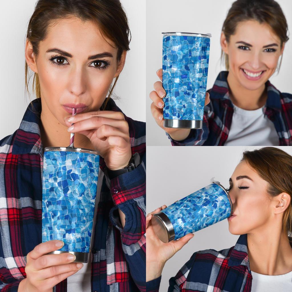 Tumbler Mosaic Blue-Amaze Style™-Tumbler - Tumbler Mosaic Blue-20oz Large-Vibe Cosy™