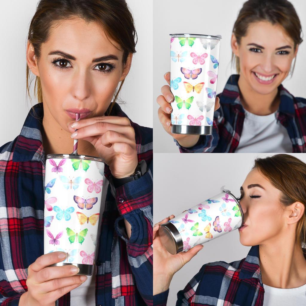 Tumbler Pastel Butterflies-Amaze Style™-Tumbler - Tumbler Pastel Butterflies-20oz Large-Vibe Cosy™