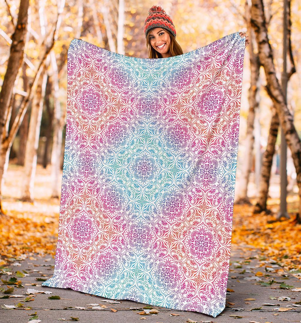 Bohemian Blue Ombre (White) - Throw Blankets-Amaze Style™-Premium BlanketBohemian Blue Ombre (White) - Throw Blankets-Youth (56 x 43 inches / 140 x 110 cm)-Vibe Cosy™