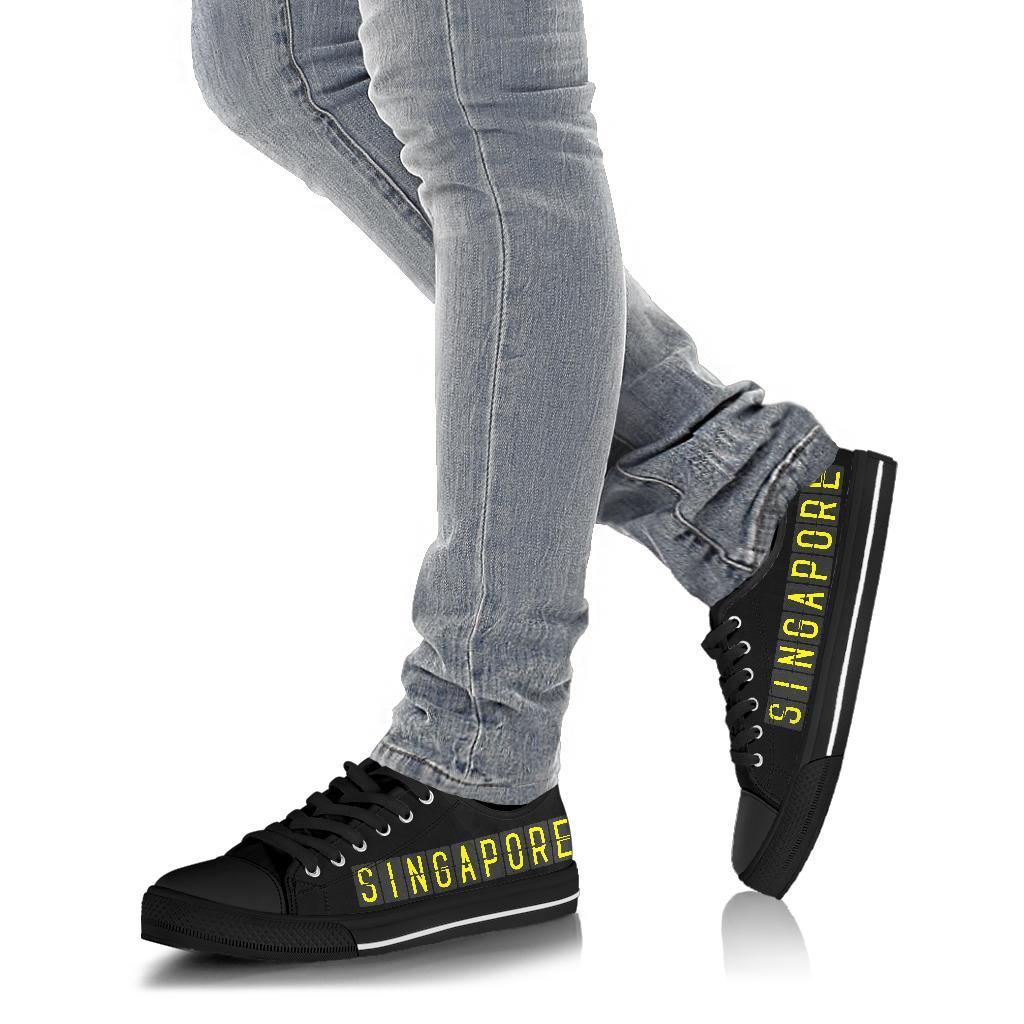Airport Destinations SINGAPORE (Black) - Low Top Canvas Shoes-Amaze Style™-Womens Low Top - Airport Destinations SINGAPORE (Black) - Low Top Canvas Shoes-US5.5 (EU36)-Vibe Cosy™