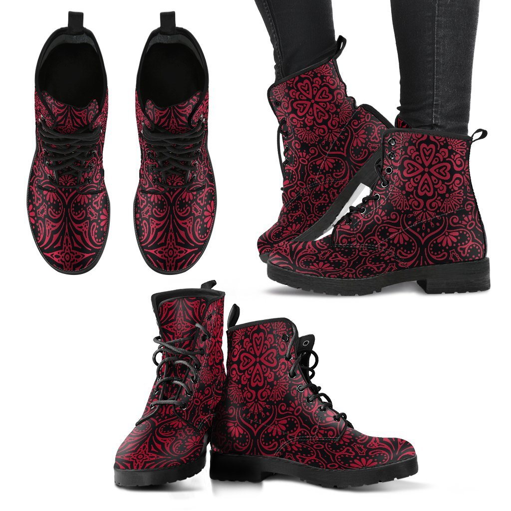 Bohemian Fiesta (Red Jester) - Vegan Leather Boots-Amaze Style™-Women's Leather Boots - Bohemian Fiesta (Red Jester) - Vegan Leather Boots-US5 (EU35)-Vibe Cosy™