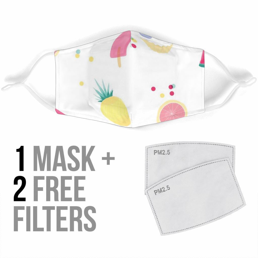 Tropical Fruits Face Mask with 5 Layer Filters-Amaze Style™-Face Mask - Tropical Fruits Face Mask with 5 Layer Filters-Adult Mask + 2 FREE Filters (Age 13+)-Vibe Cosy™