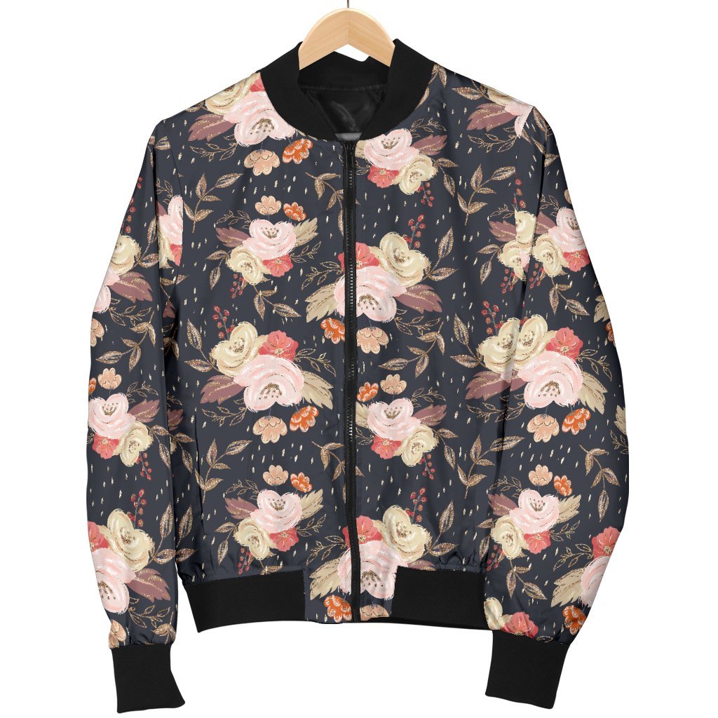 Autumn Fall Floral - Women's Bomber Jacket-Amaze Style™-Women's Bomber Jacket - Autumn Fall Floral - Women's Bomber Jacket-S-Vibe Cosy™