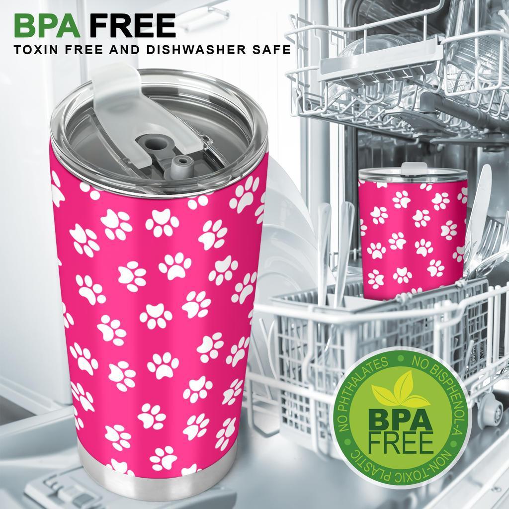 Tumbler Paw Prints Pink-Amaze Style™-Tumbler - Tumbler Paw Prints Pink-20oz Large-Vibe Cosy™