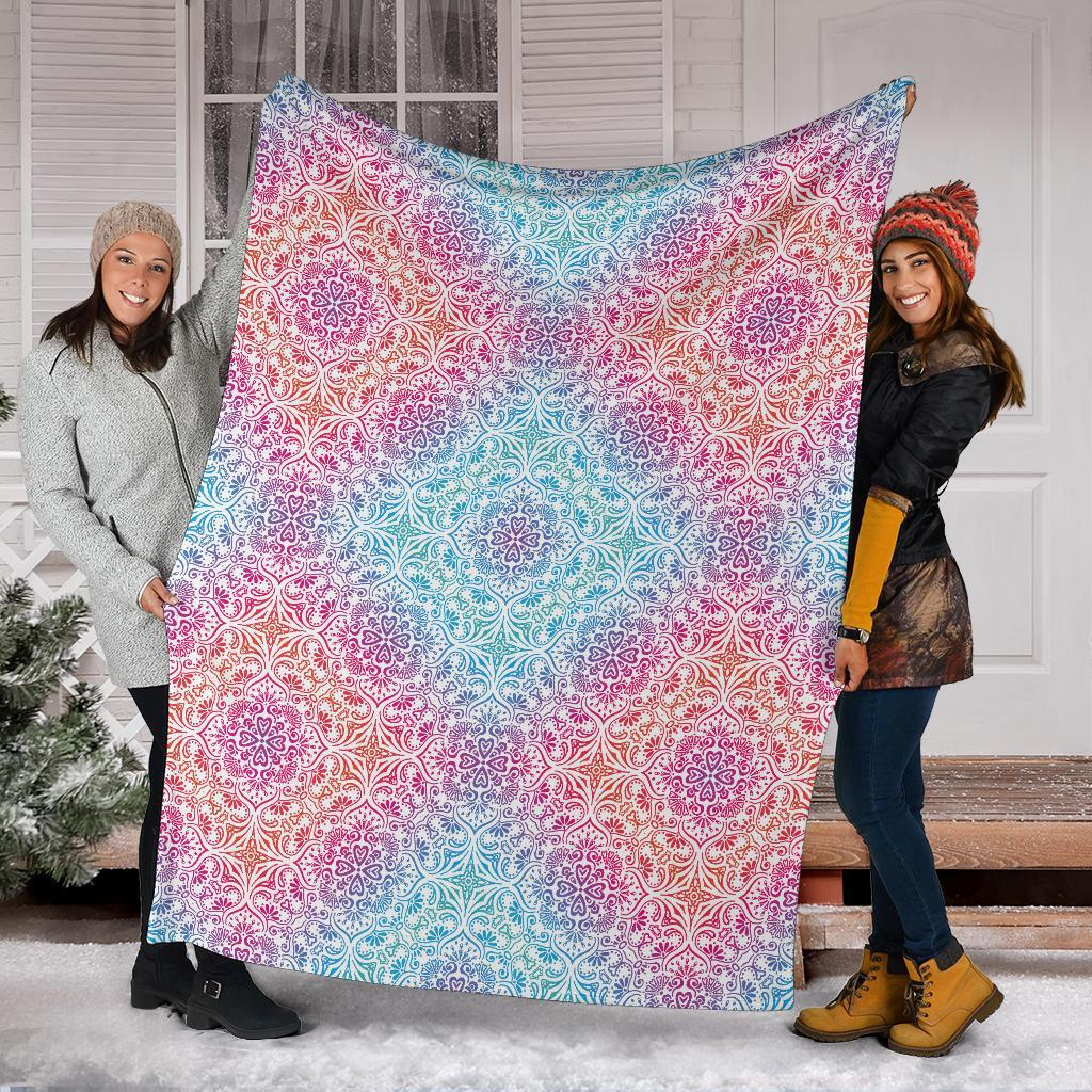 Bohemian Blue Ombre (White) - Throw Blankets-Amaze Style™-Premium BlanketBohemian Blue Ombre (White) - Throw Blankets-Youth (56 x 43 inches / 140 x 110 cm)-Vibe Cosy™