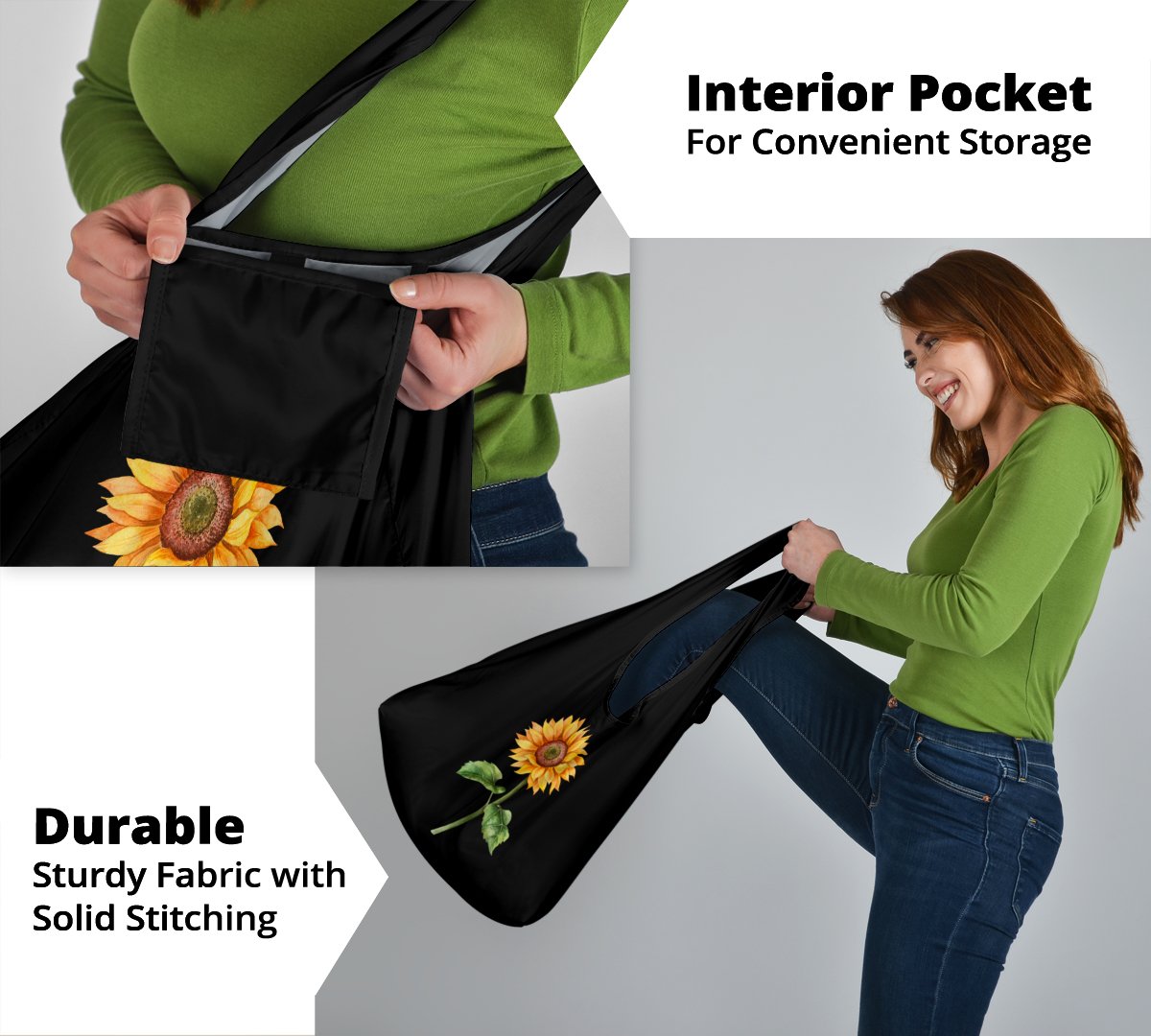 Sunflower Reusable Grocery Bags Set-Amaze Style™-Sunflower Reusable Grocery Bags Set-Vibe Cosy™