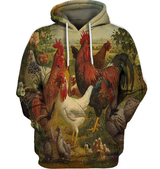 3D All Over Print Beauty Chicken Shirt-Apparel-6teenth World-Hoodie-S-Vibe Cosy™