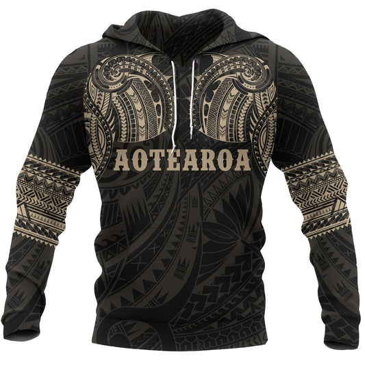 Aotearoa Maori Tattoo All Over Hoodie Gold PL - Amaze Style™-Apparel