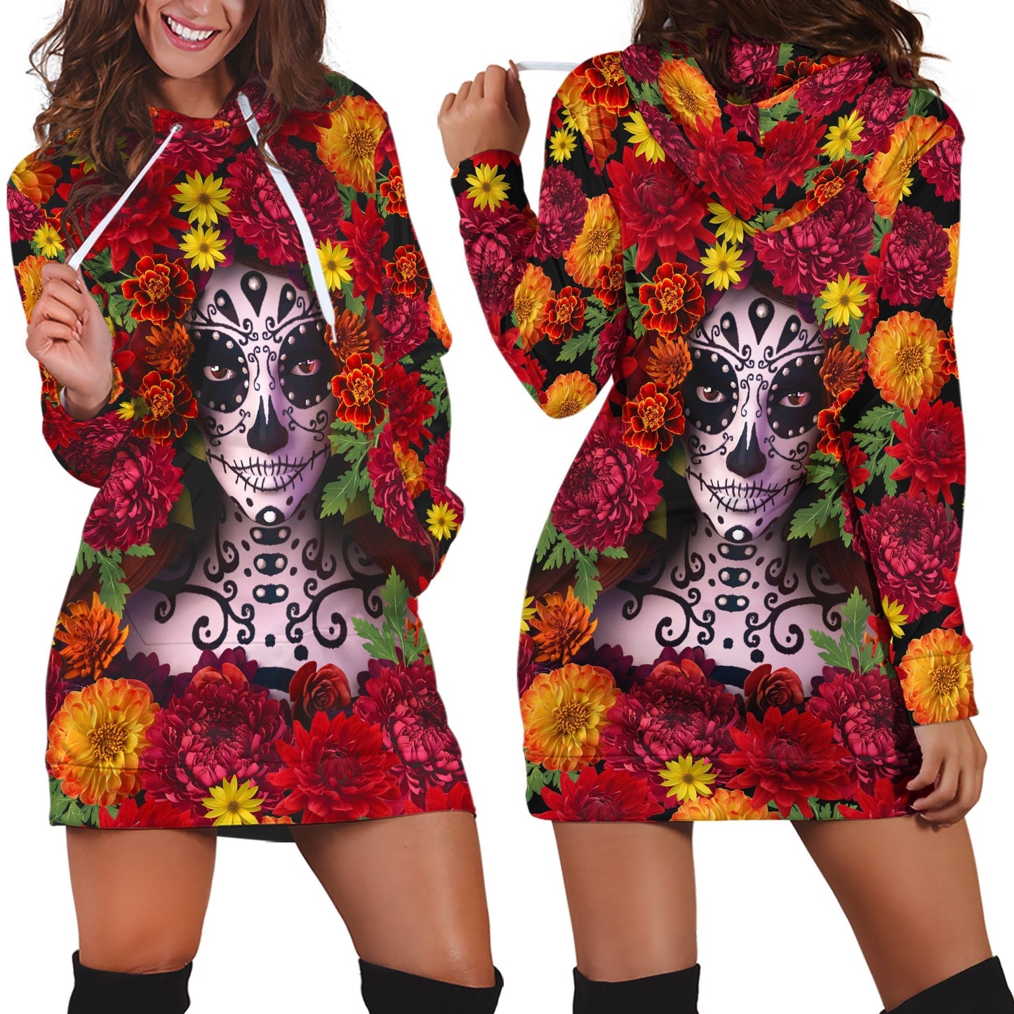 All Over Printed Mexico Day Of The Dead Hoodie TR0409206-MEI