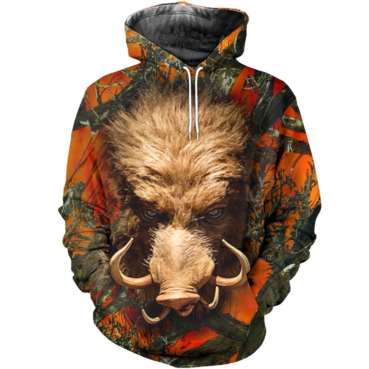 3D Printed Orange Camo Boar Hunting Clothes - Amaze Style™-Apparel