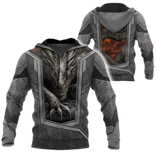 3D Tattoo and Dungeon Dragon Hoodie HAC27125-Apparel-NM-Hoodie-S-Vibe Cosy™