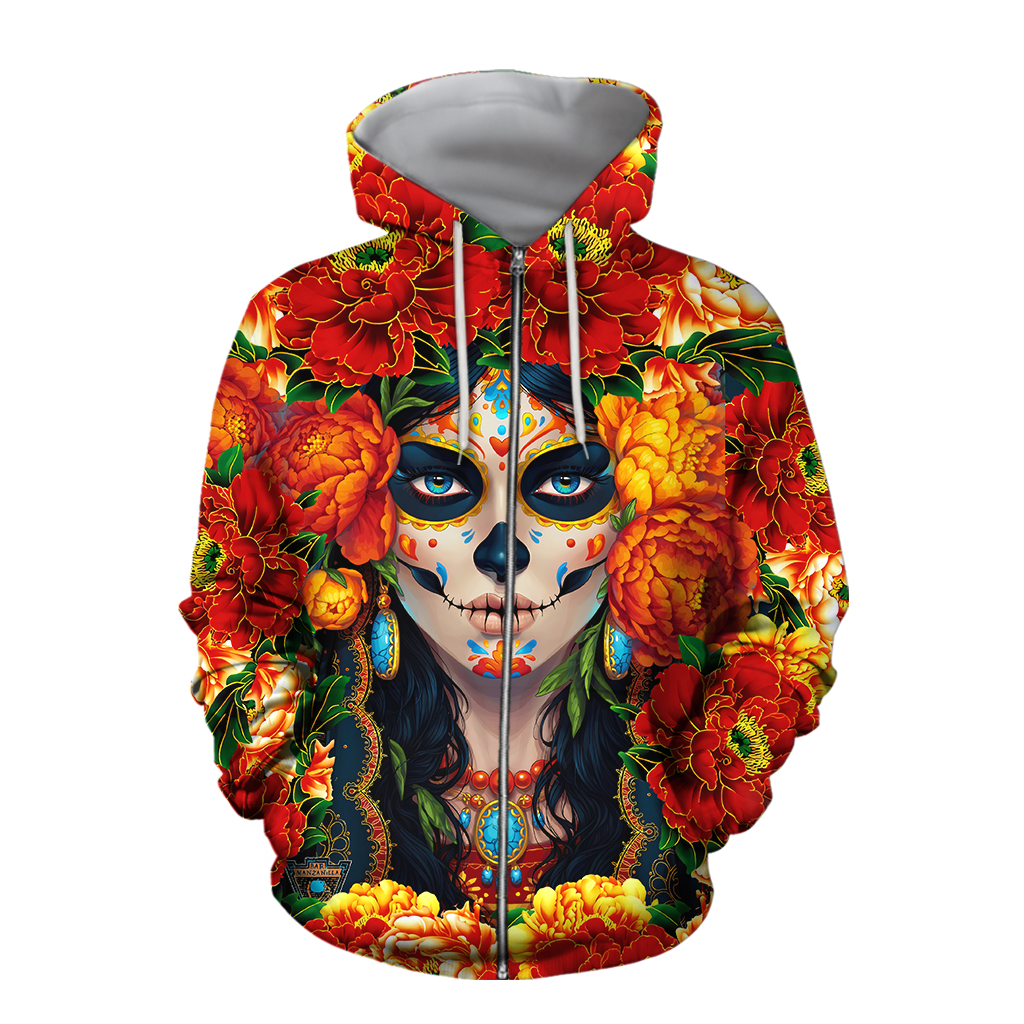 All Over Printed Day Of The Dead Skull HHT01092005-MEI