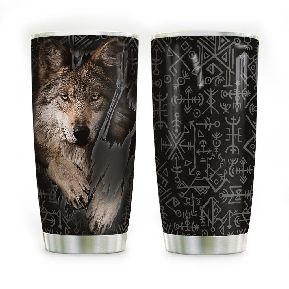 Wolf Viking Pattern Stainless Steel Tumbler Cup