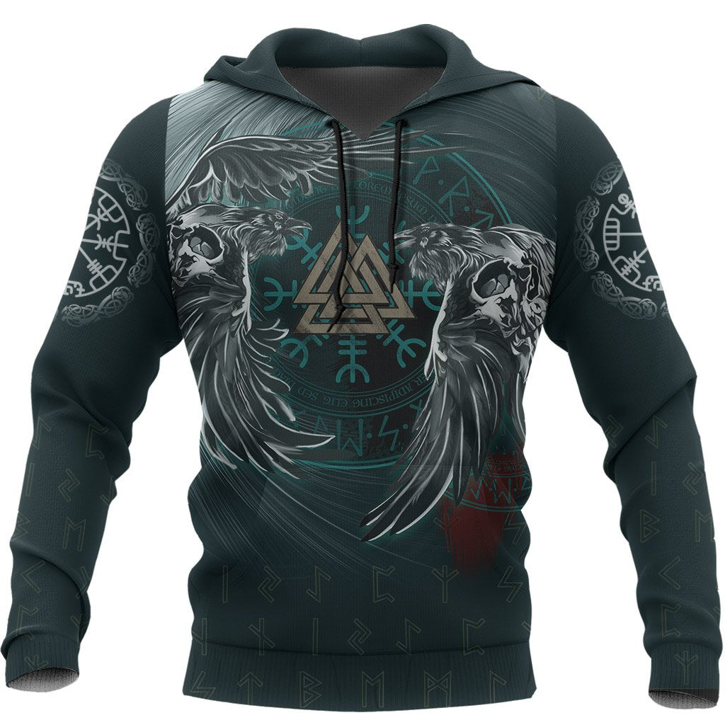 Viking Hoodie Ravens Skull Tattoo HP261210 - Amaze Style™-Apparel