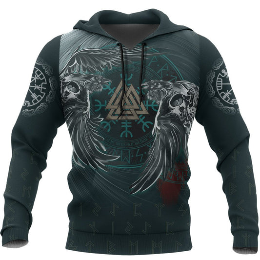 Viking Hoodie Ravens Skull Tattoo HP261210 - Amaze Style™-Apparel
