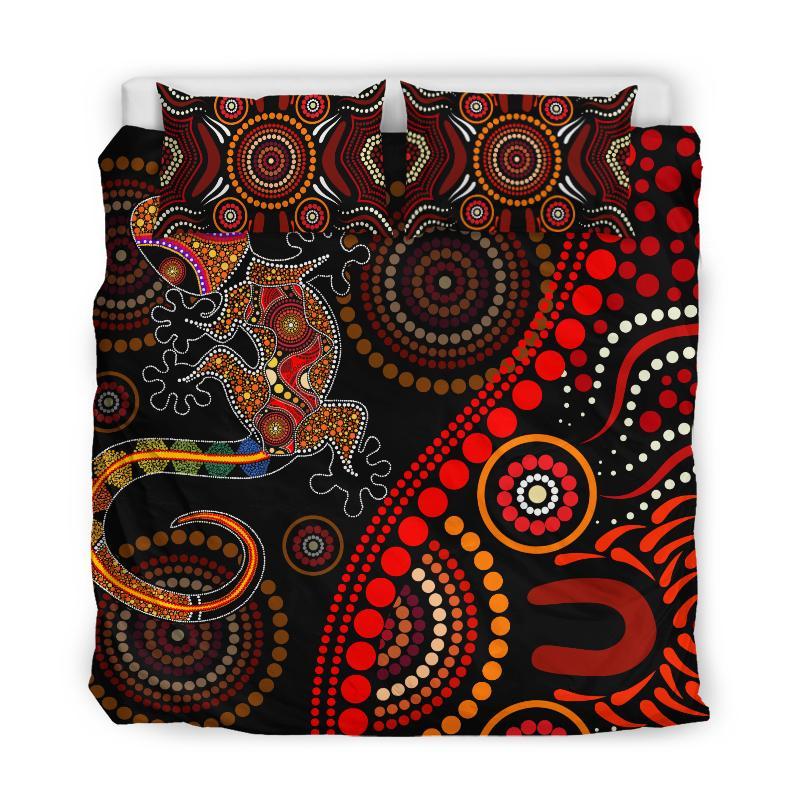 Aboriginal Lizard Hiden Sun style Australia Indigenous Painting Art Bedding Set