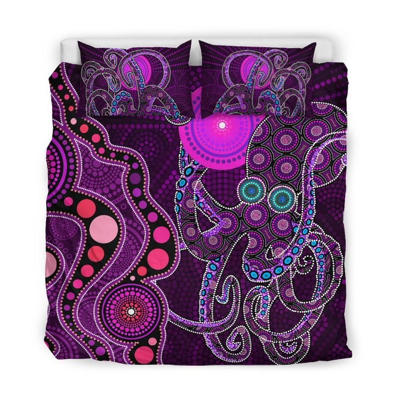 Aboriginal Purple Octopus and The Sun Australia Indigenous Bedding Set