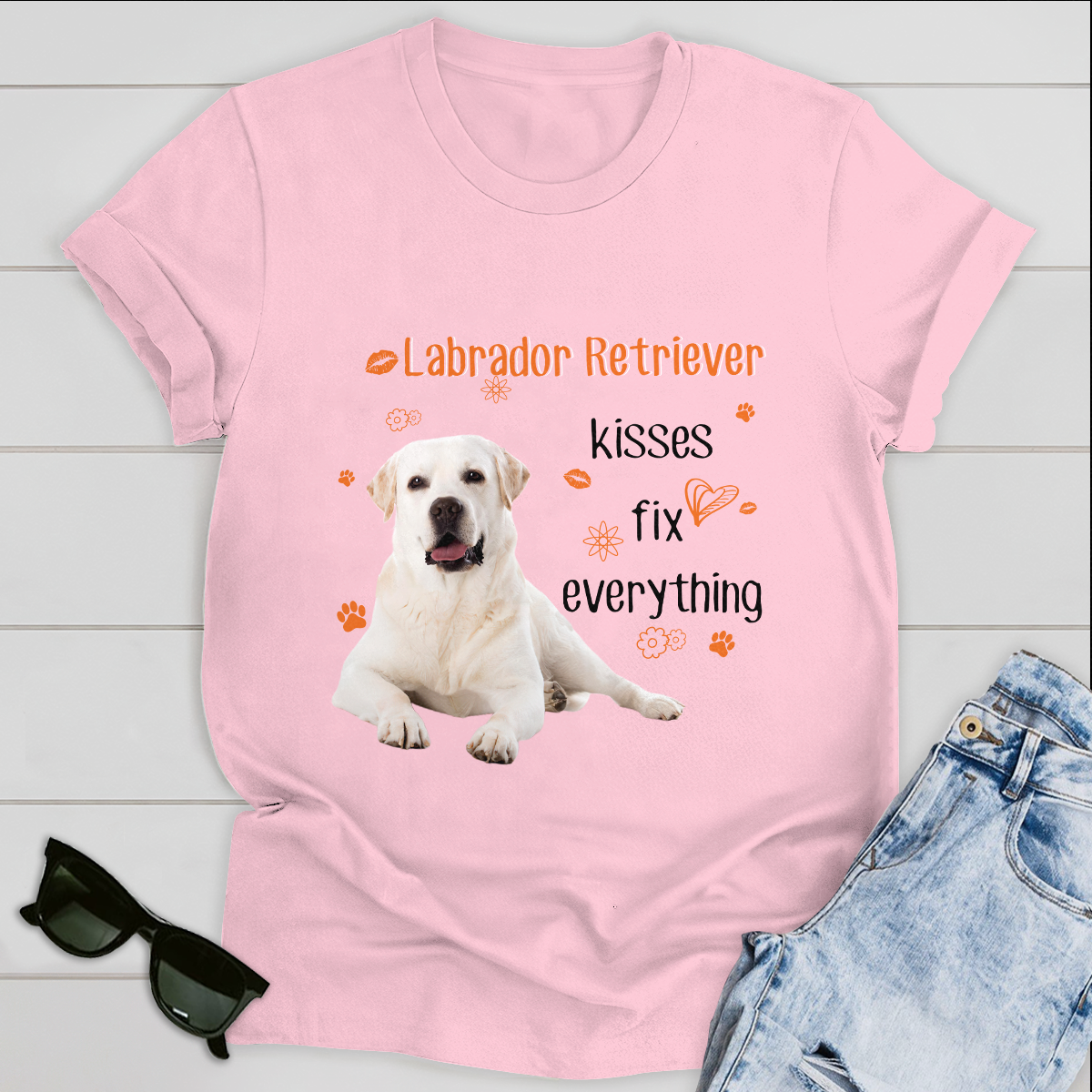 Dog T-shirt Labrador Kisses Fix Everything Version 2
